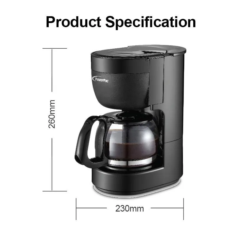 0.65L Coffee Maker with Thermostatic Panel and Washable Filter (PPCM301)