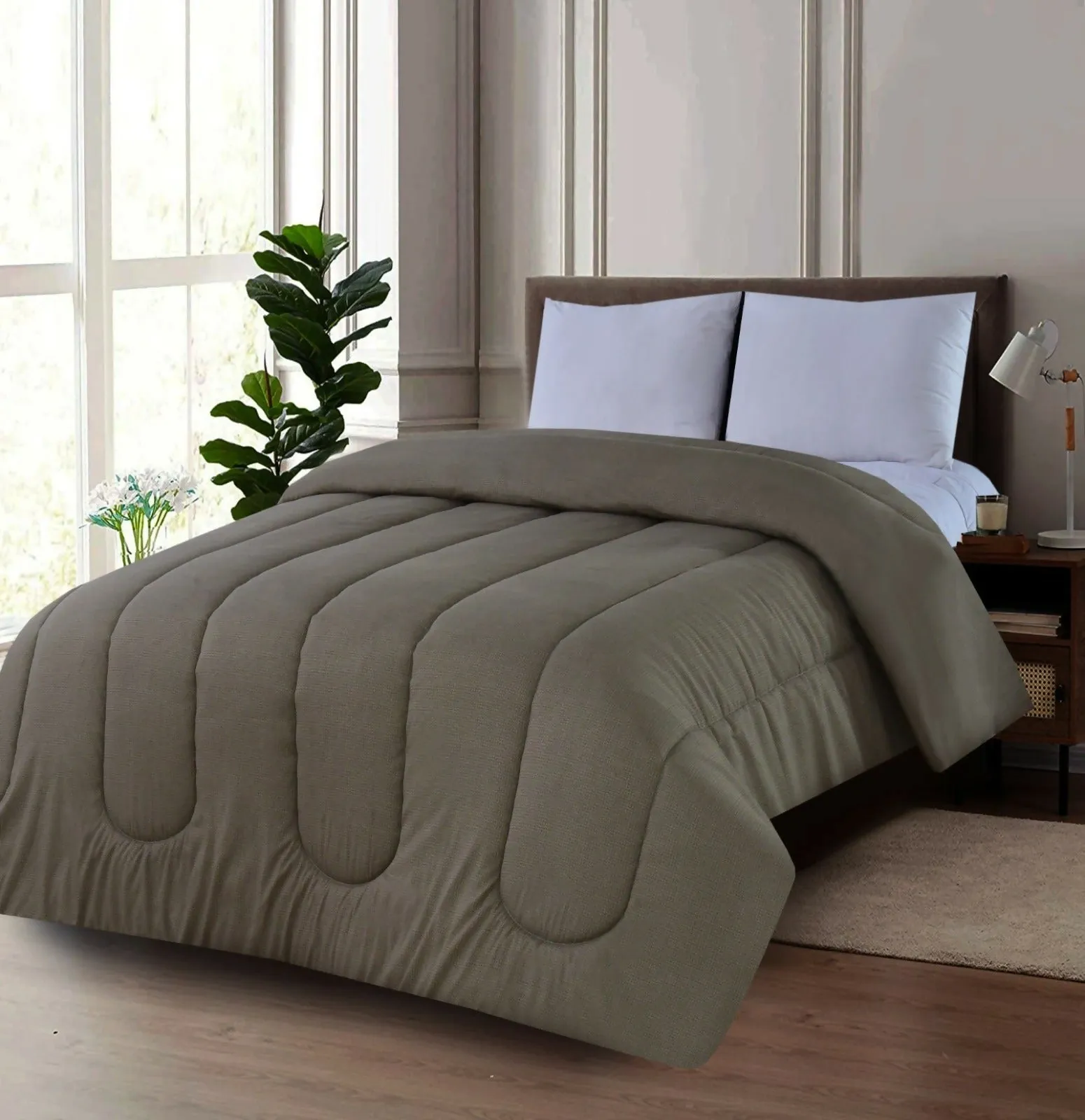 1 PC Double Winter Comforter-Brown Textured