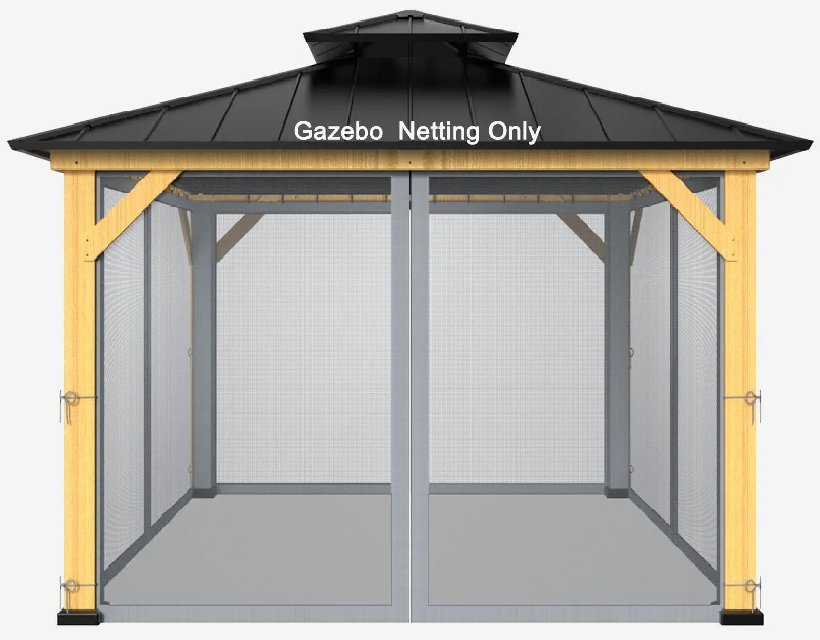 10-ft x 10-ft Gazebo Netting,Gazebo Replacement Mosquito Netting,Universal 4-Panel Mesh Screen Walls with Zippers(Only Netting)-Grey