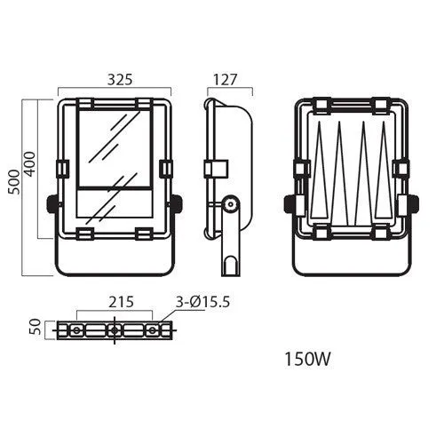 150 Watt Metal Halide IP65 PBT Floodlight with Lamp