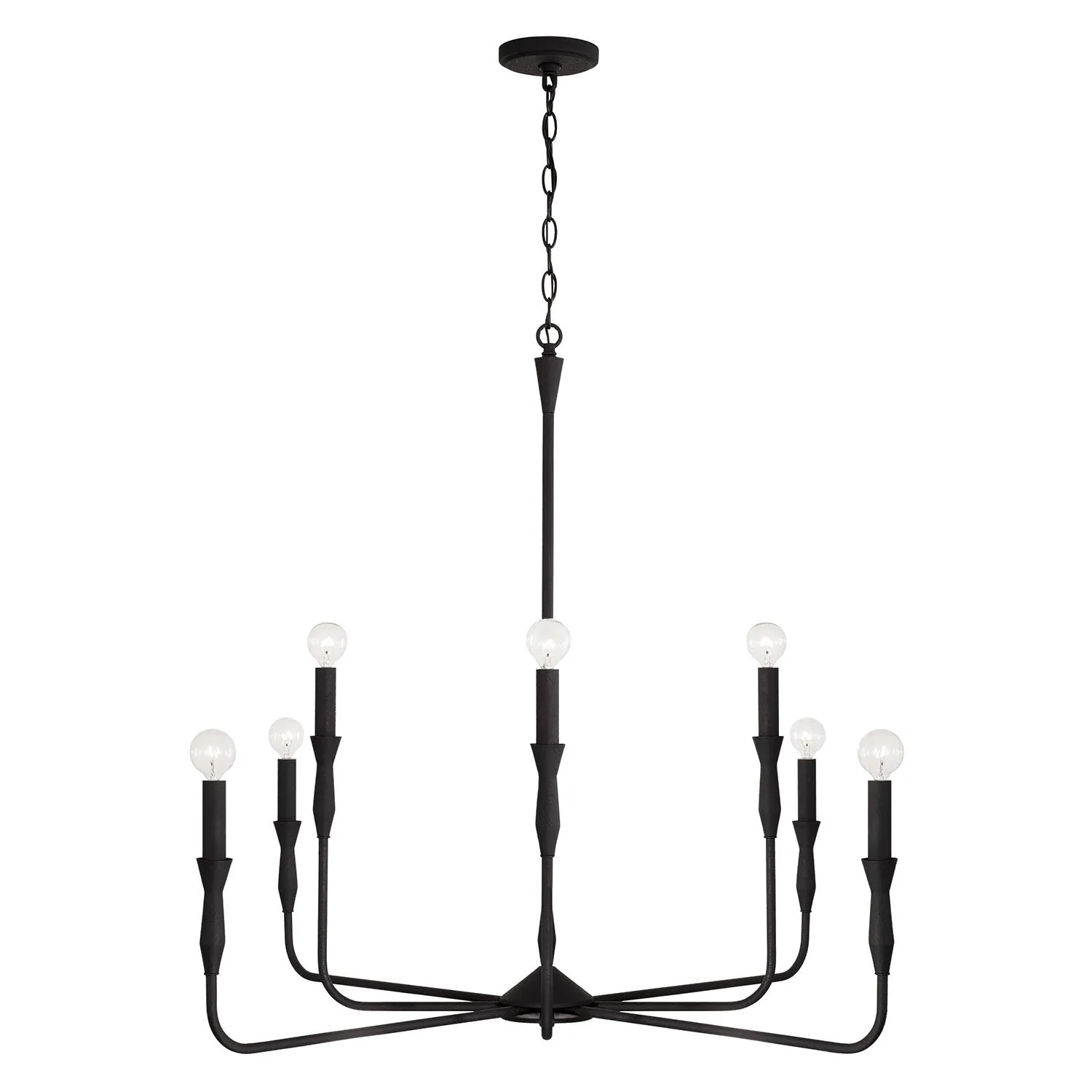 34"H PALOMA 8-LIGHT CHANDELIER, TEXTURED BLACK