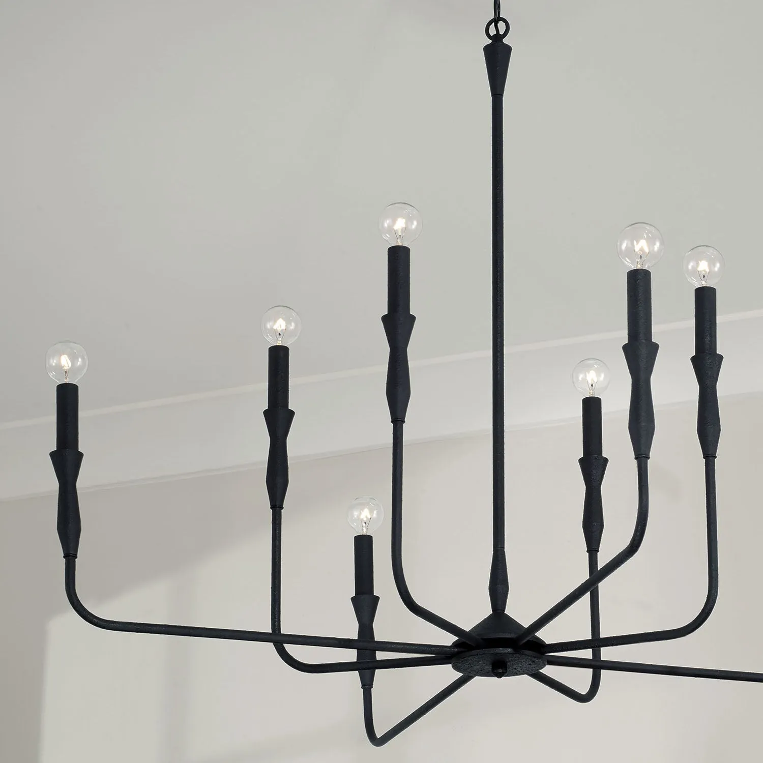 34"H PALOMA 8-LIGHT CHANDELIER, TEXTURED BLACK