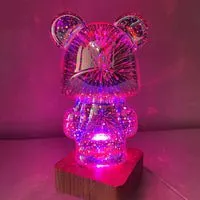 3D Fireworks Bear Lamp - LED Desk Lamp for Kids Room, Home, Office, Nursery