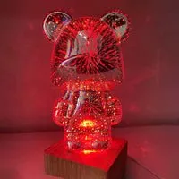 3D Fireworks Bear Lamp - LED Desk Lamp for Kids Room, Home, Office, Nursery