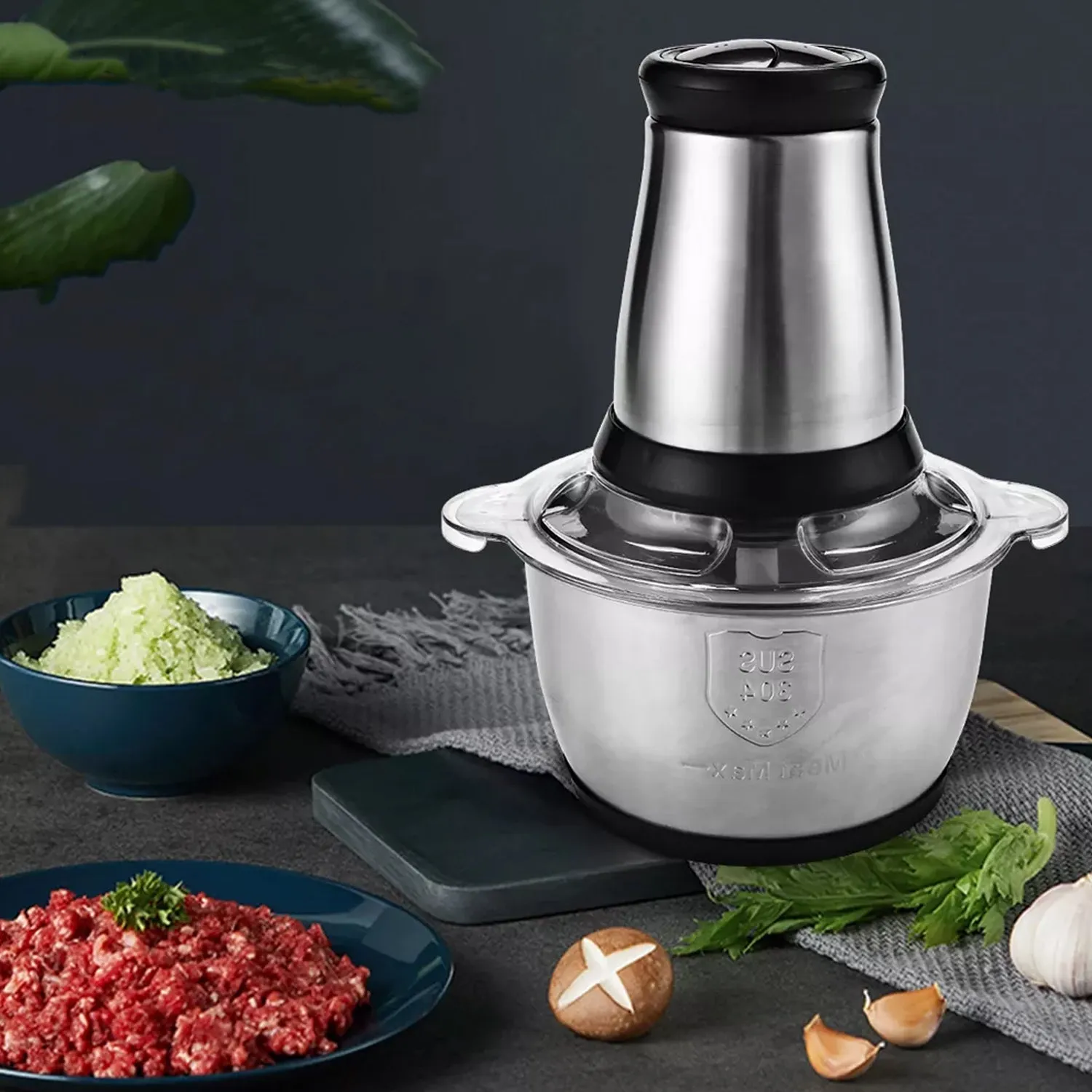 3Ltr Electric Food Processor Stainless Steel Onion Cutter Multi Chopper 2 Speed Levels 5 Blades Universal Chopper for kitchen