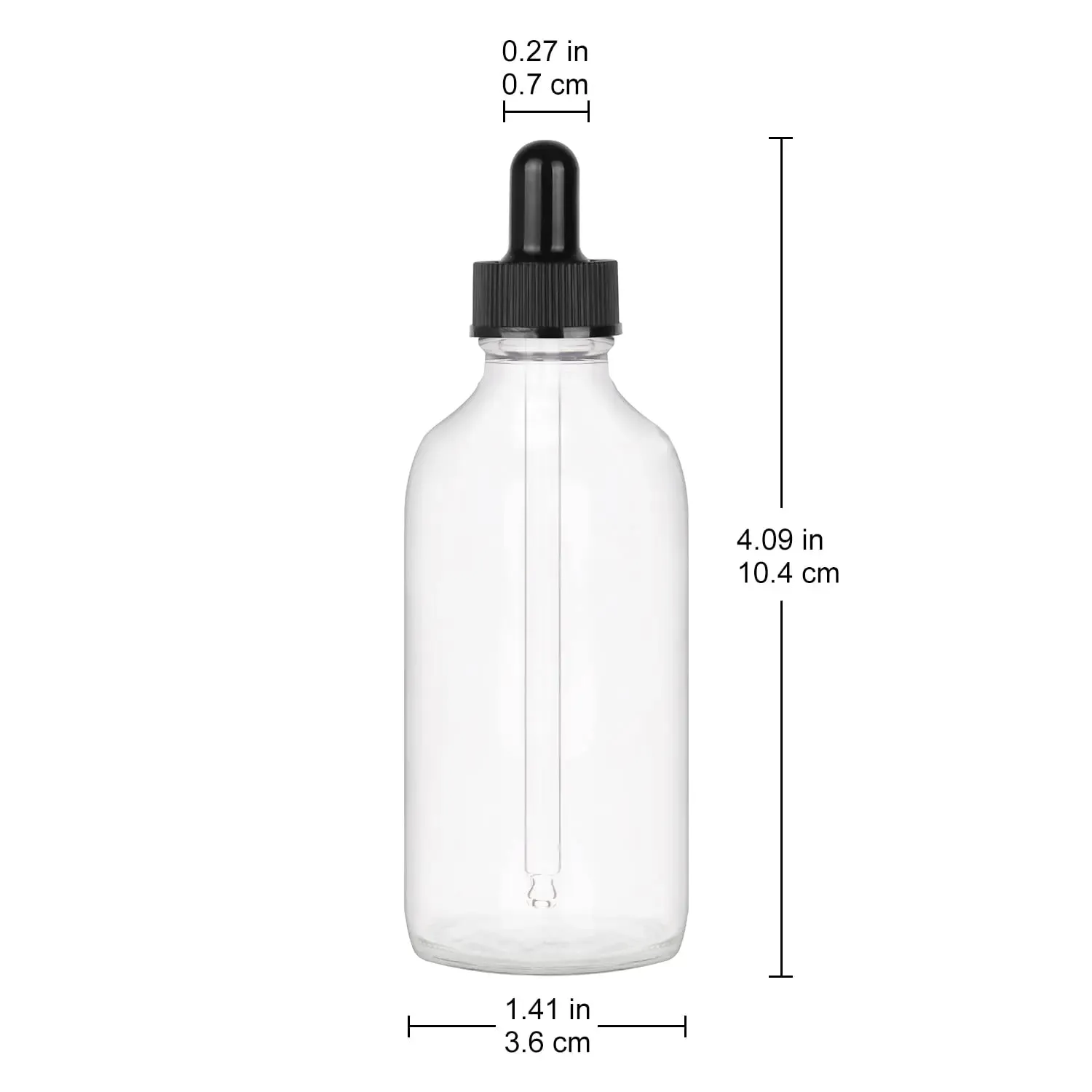 4 Pack Glass Dropper Bottle with Inner Plug and Label (60 ml, Transparent)