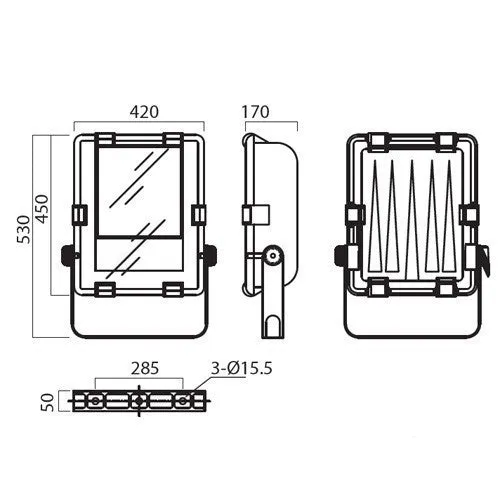 400 Watt SON IP65 PBT Floodlight with Lamp