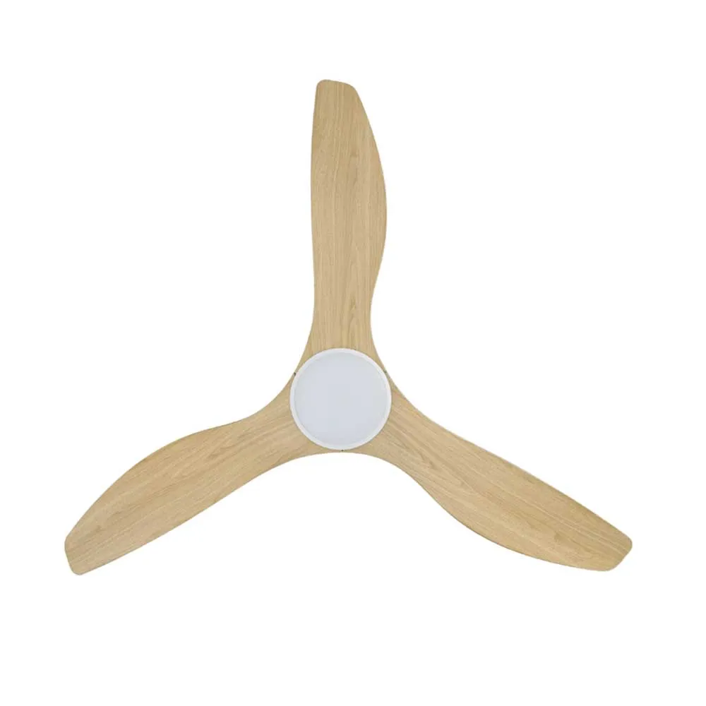 52" Surf DC Ceiling Fan and CCT Light 20w in White, Black, Oak/White or Teak/Black