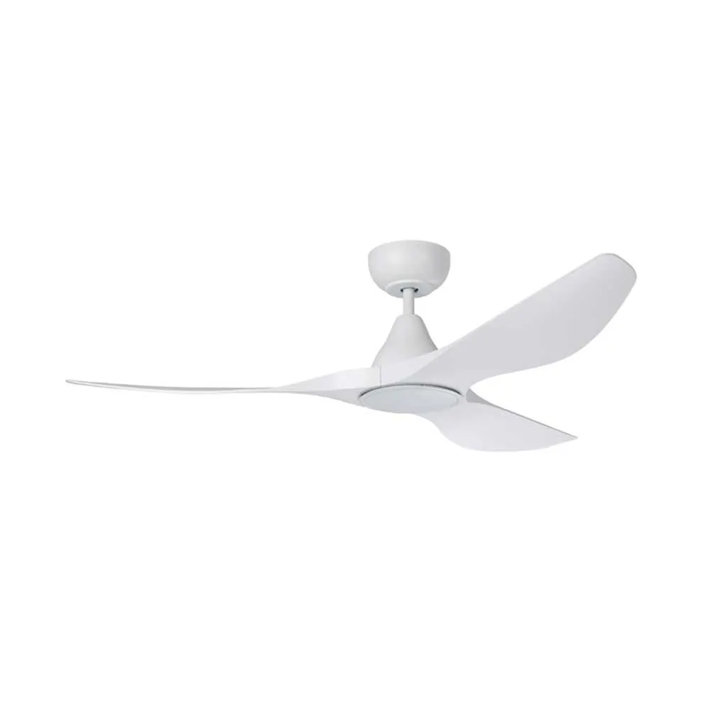 52" Surf DC Ceiling Fan and CCT Light 20w in White, Black, Oak/White or Teak/Black