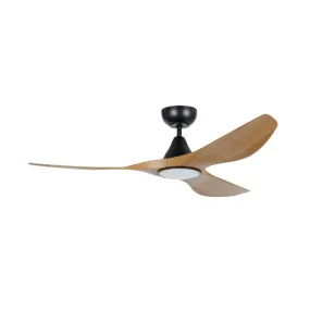 52" Surf DC Ceiling Fan and CCT Light 20w in White, Black, Oak/White or Teak/Black