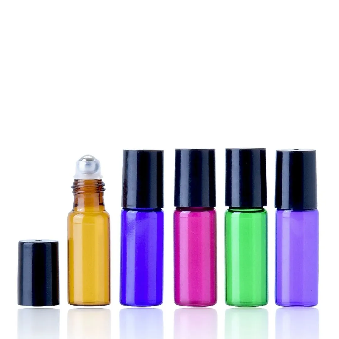 5ml Thin Colour Glass Roller Bottle (5 pack)