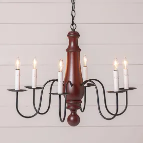 6-Arm Large Norfolk Wood Chandelier in Rustic Red