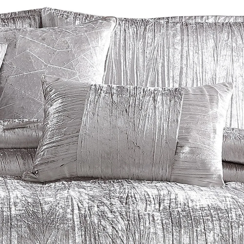 6 Piece Twin Comforter Set with Shimmering Appeal, Silver By Casagear Home