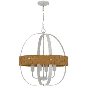 60W X 4 Barton Metal Chandelier With Rattan Design