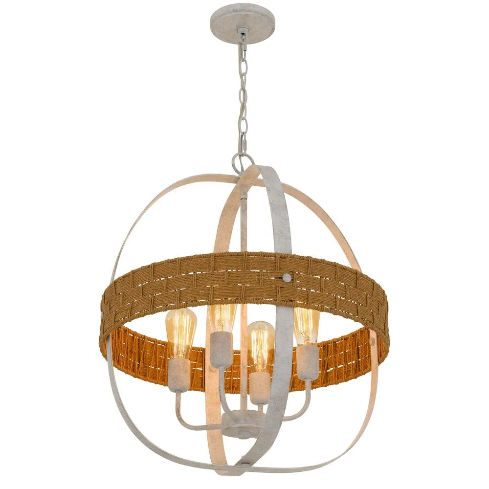 60W X 4 Barton Metal Chandelier With Rattan Design