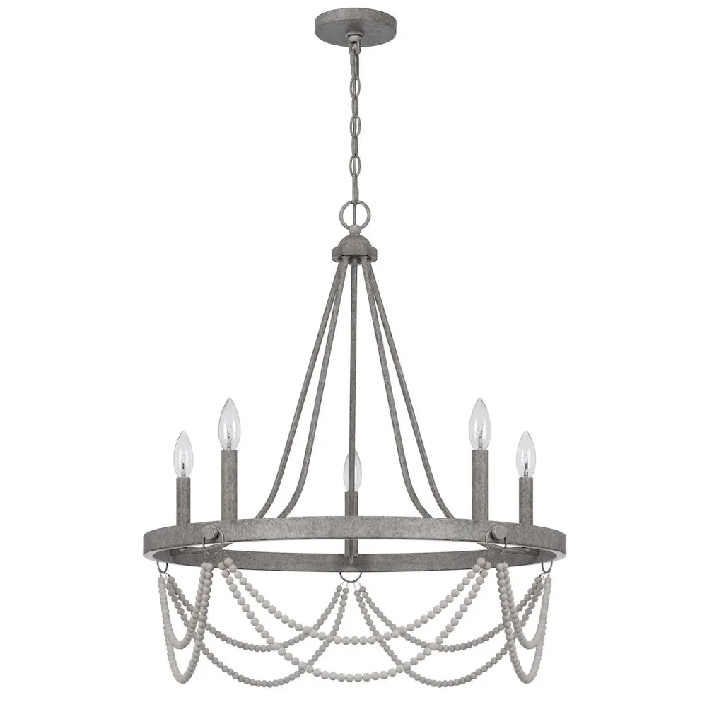 60W X 5 Anniston Beaded Metal Chandelier