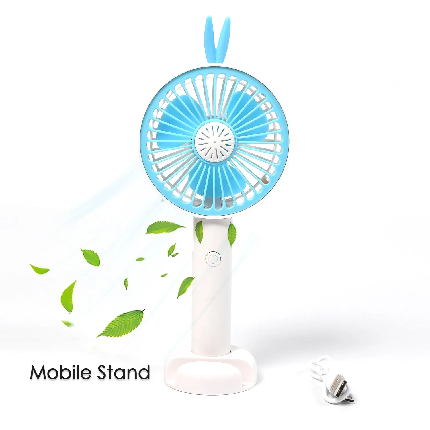 7606 Mini Portable Hand Fan USB Rechargeable Fan With Led Light Fan for Indoor and Outdoor Use by Women and Men Table Standing Stand Included (Battery Not Include)