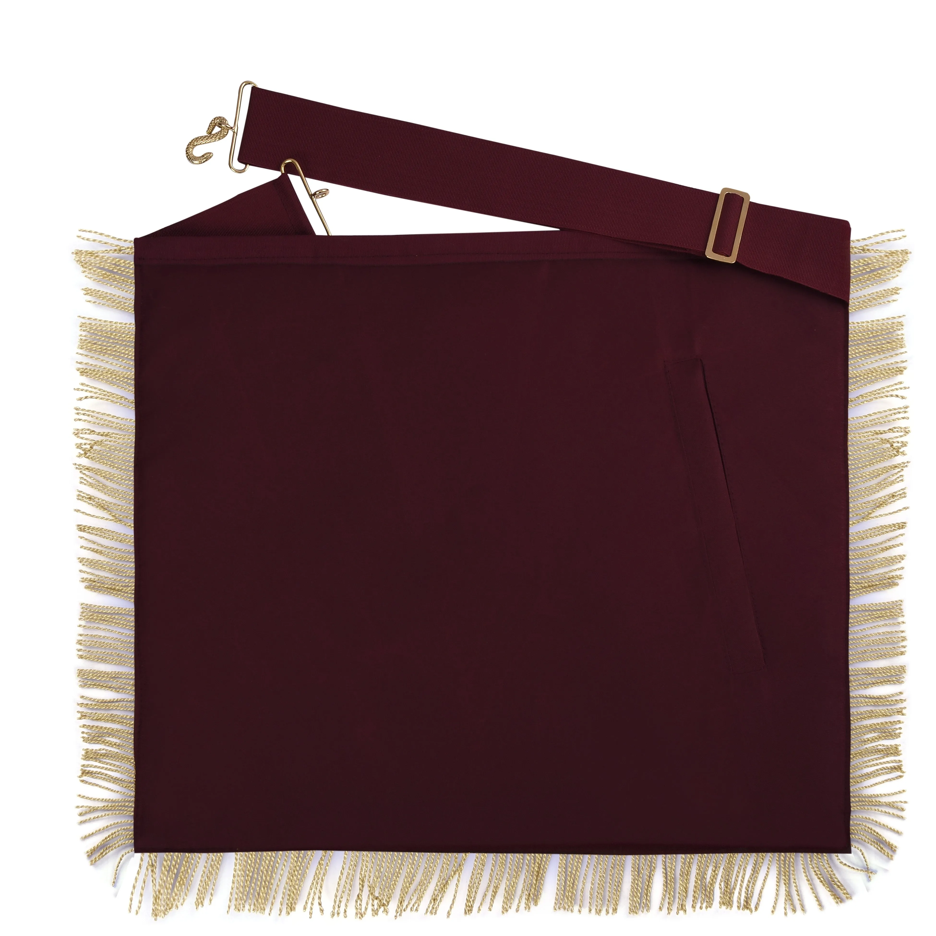 95th Degree Memphis Misraim French Regulation Apron - Maroon Velvet With Gold Hand Embroidery Bullion