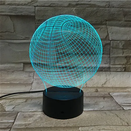 A very beautiful basketball 3D lamp -1/3/7/16 colors lamp base