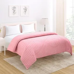 AC Comforter and Bedding Set for Double Bed, Flamingo Pink Zig Zag