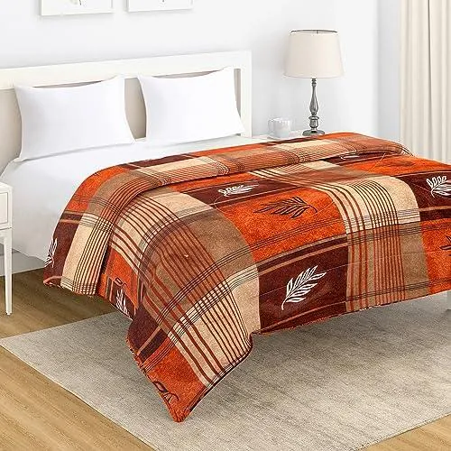 AC Comforter and Bedding Set for Double Bed, Marmalade Orange Fraxinus Leaves