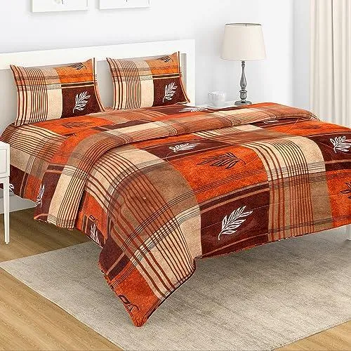 AC Comforter and Bedding Set for Double Bed, Marmalade Orange Fraxinus Leaves