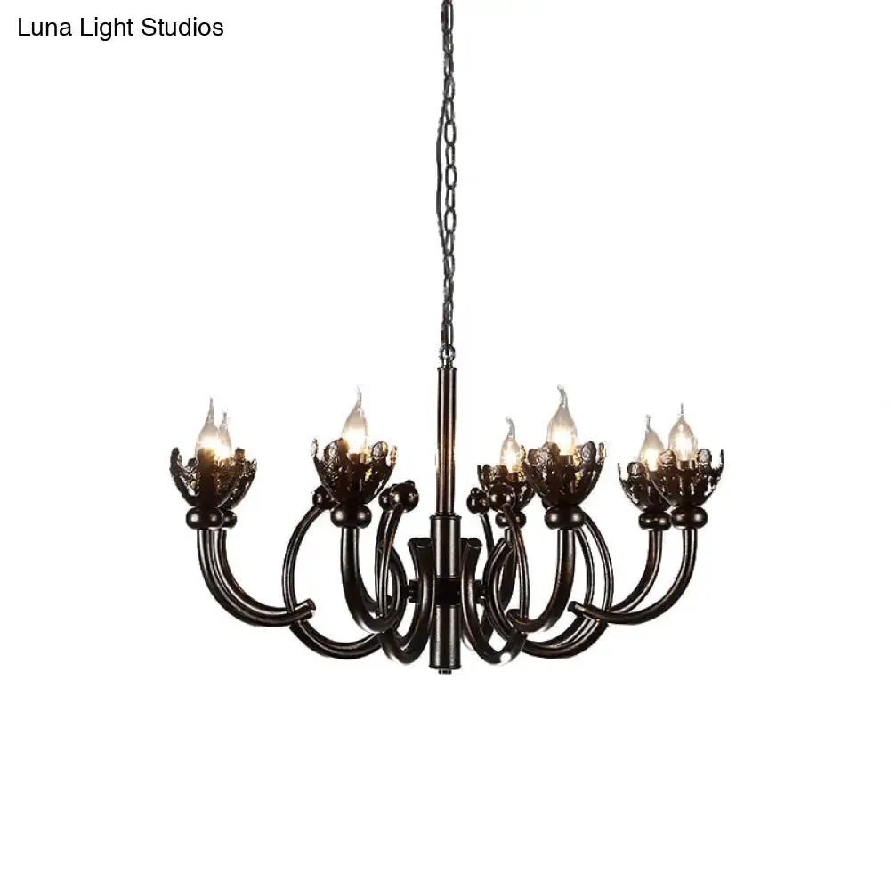 Adjustable Rustic Metallic 8-Light Chandelier: Industrial Pendant Lamp