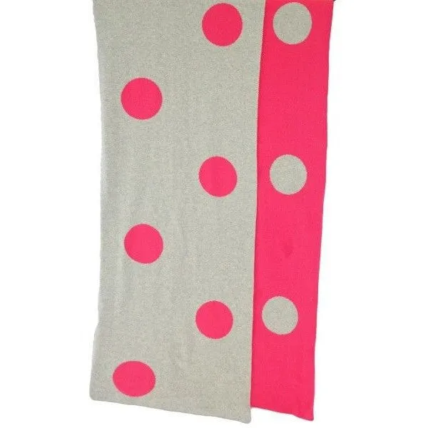 Alimrose Kint Cot Blanket - Polka Dot Grey & Pink