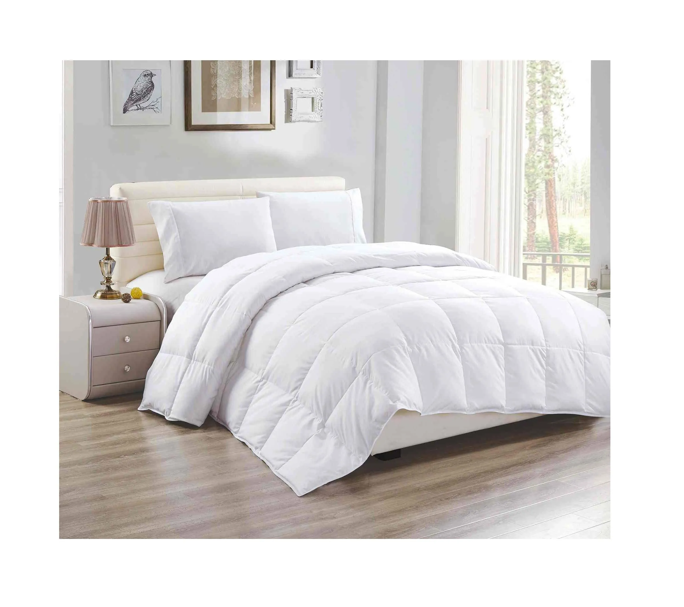 All American Collection Microfiber Soft Quilted Cozy Down Feather Comforter King/Queen Size Ultra-Soft White/Grey/Brown Duvet Cover