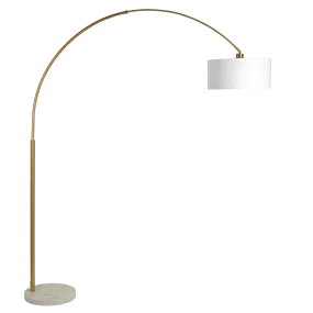 Ambient Arch Gold Brass Floor Lamp with Large Linen Shade