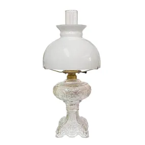 Antique Glass Lamp, White Lotus