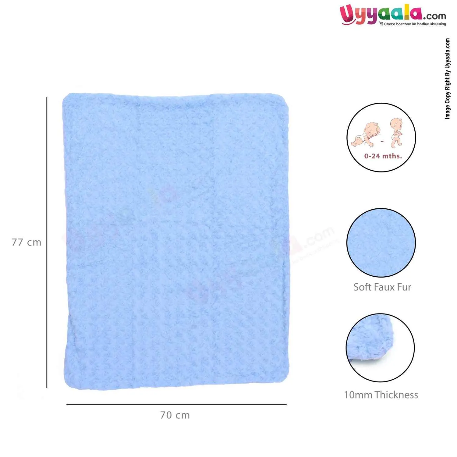 Baby Fur Rose Blanket 0-24m Age, Blue