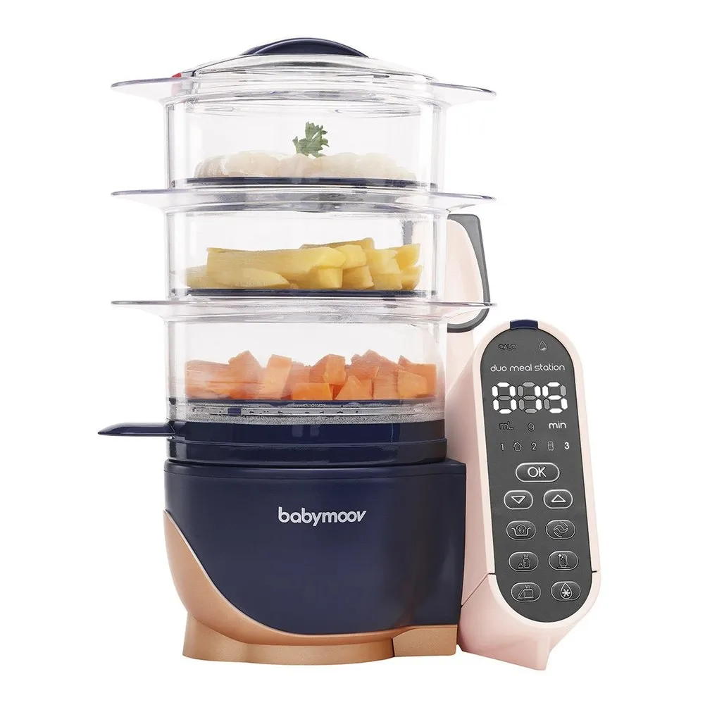 BabyMoov 6-in-1 Duo Meal Station XL Food Processor - Navy Blue with Rose Gold Trim