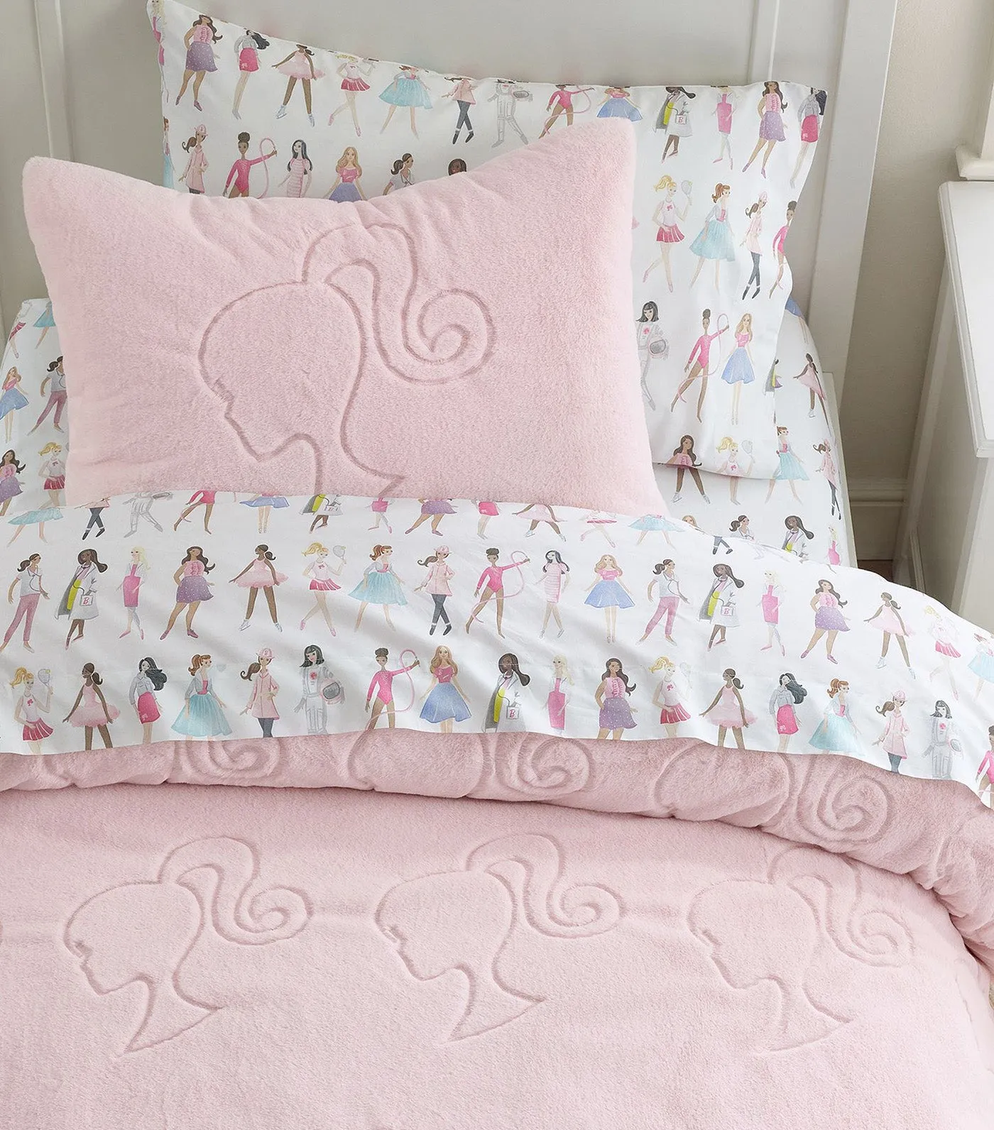 Barbie™ Faux Fur Comforter & Shams Pink