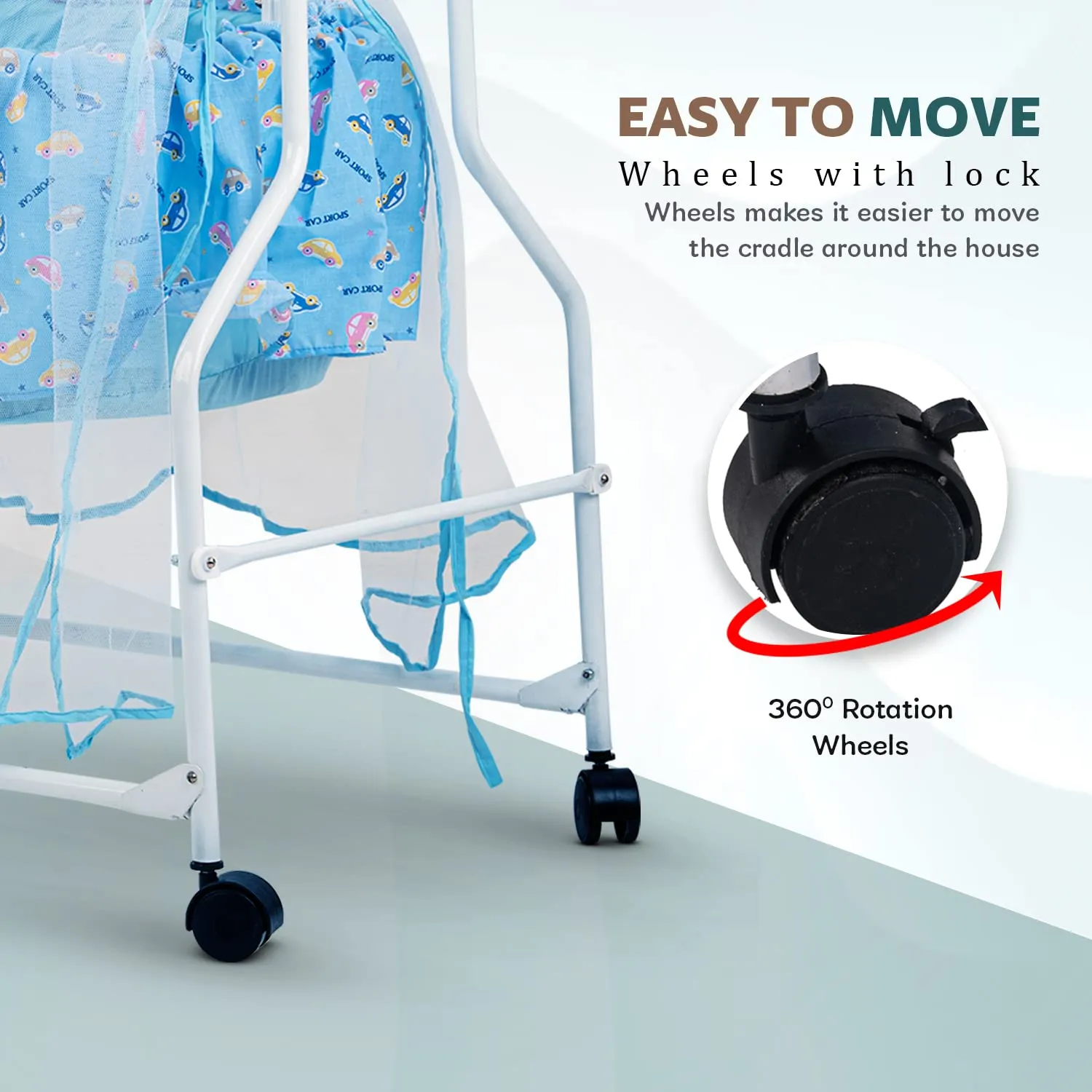 Baybee Bella Baby Swing Cradle for Baby with Mosquito Protection Net & Wheel