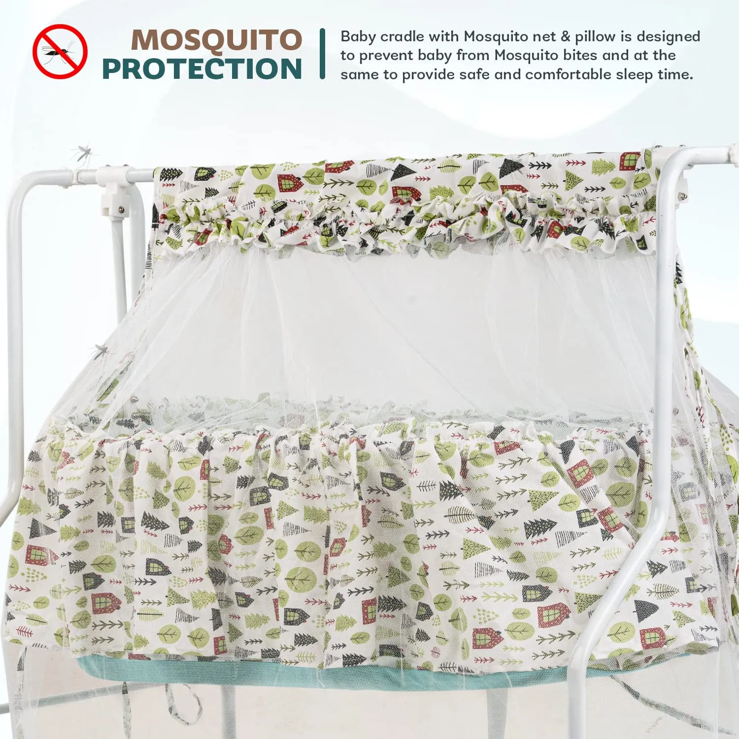 Baybee Bella Baby Swing Cradle for Baby with Mosquito Protection Net & Wheel