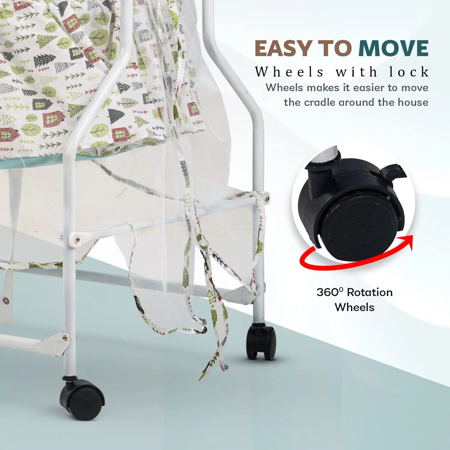 Baybee Bella Baby Swing Cradle for Baby with Mosquito Protection Net & Wheel