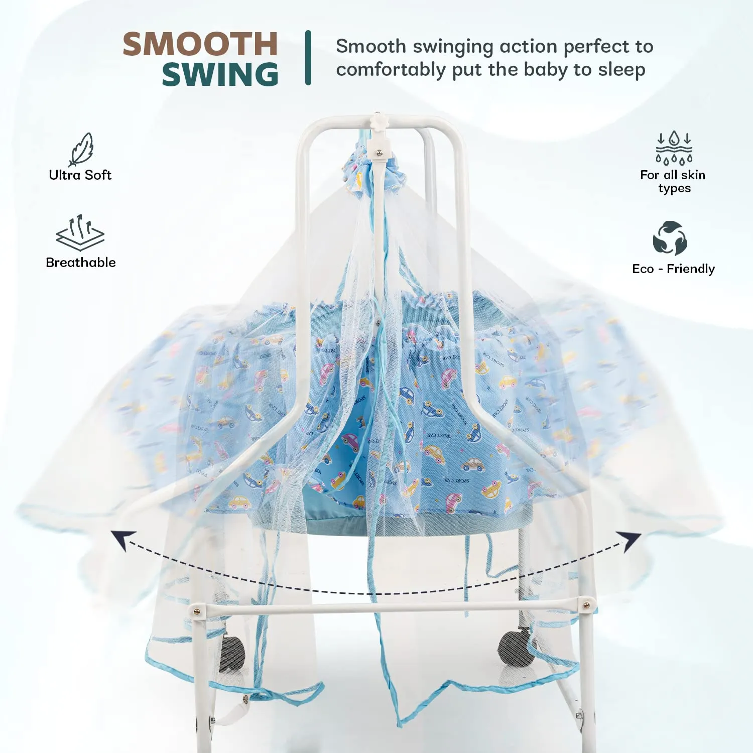 Baybee Bella Baby Swing Cradle for Baby with Mosquito Protection Net & Wheel