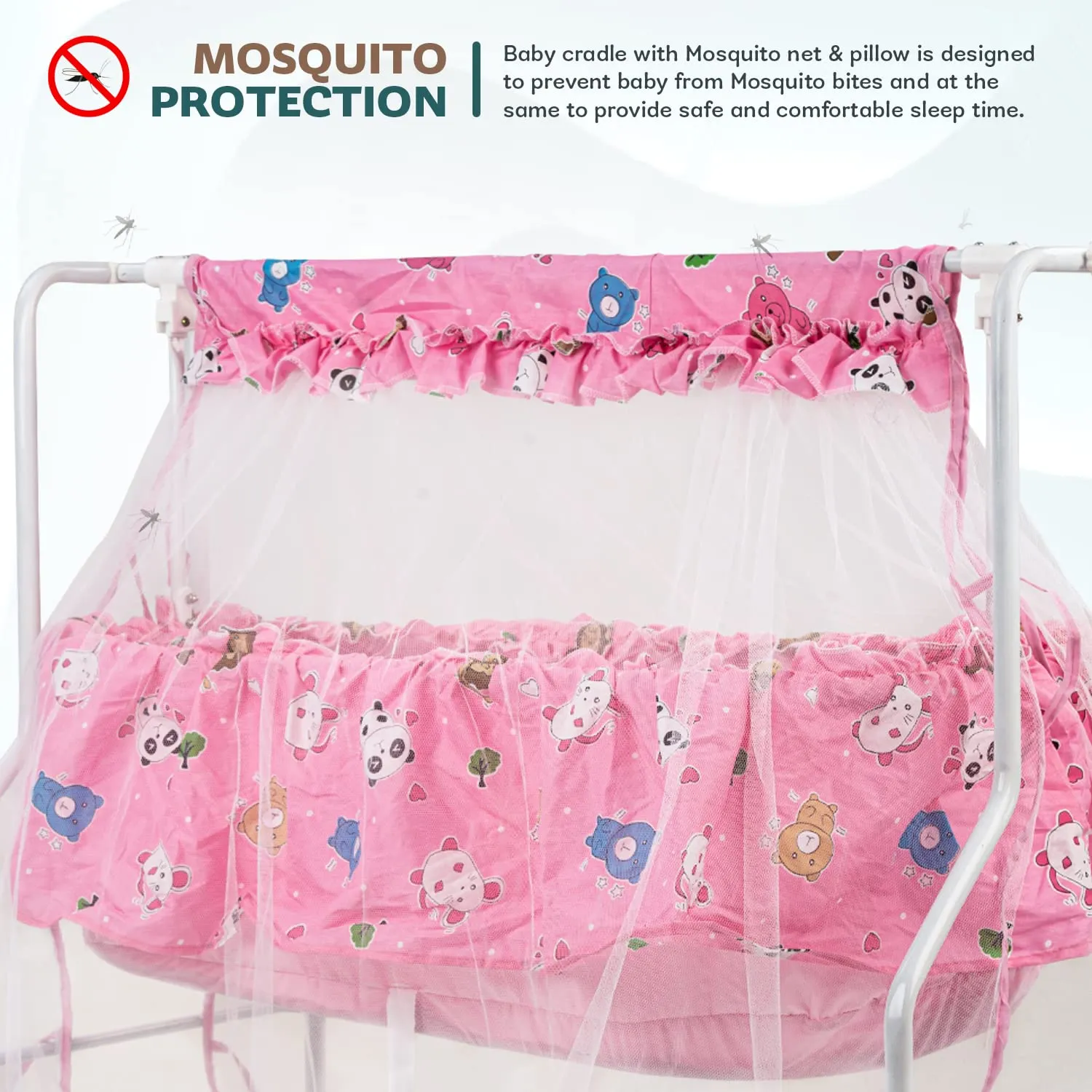 Baybee Bella Baby Swing Cradle for Baby with Mosquito Protection Net & Wheel