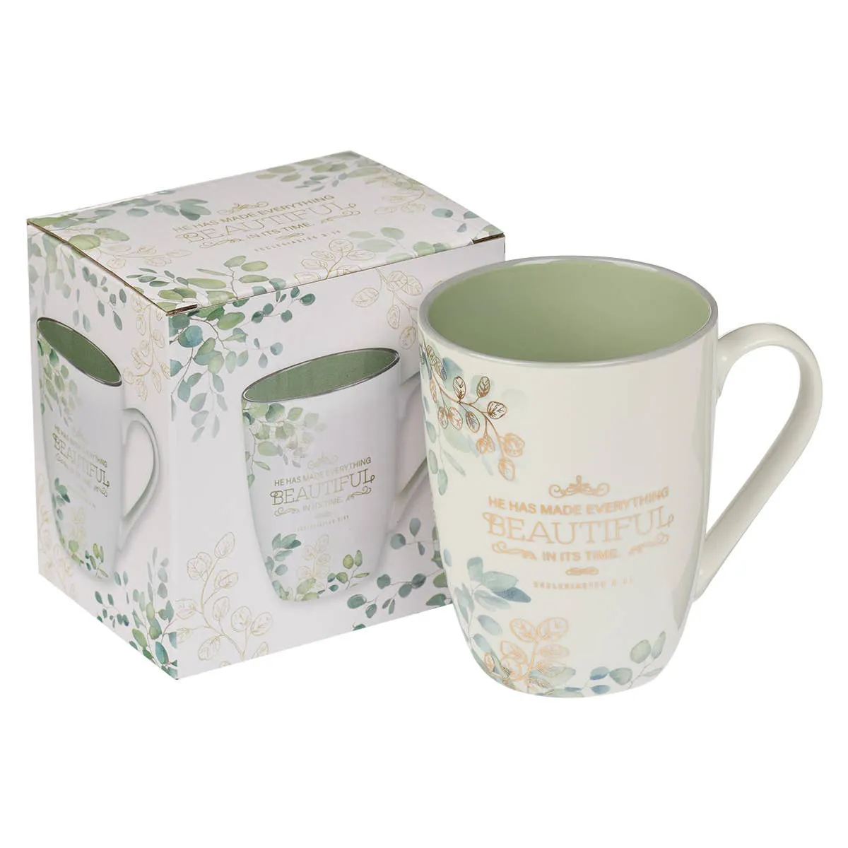 Beautiful in its Time Blue Floral Ceramic Mug - Ecclesiastes