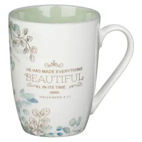 Beautiful in its Time Blue Floral Ceramic Mug - Ecclesiastes