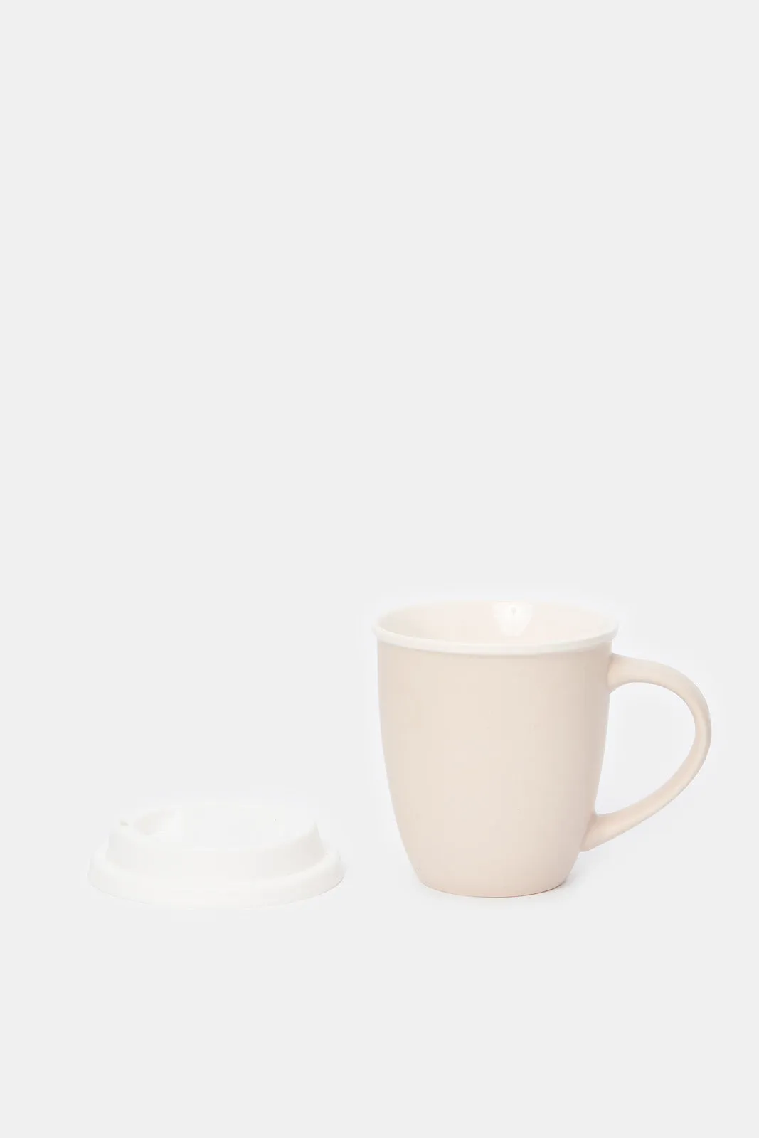 Beige Mug Set With Silicone Lid (2 Piece)