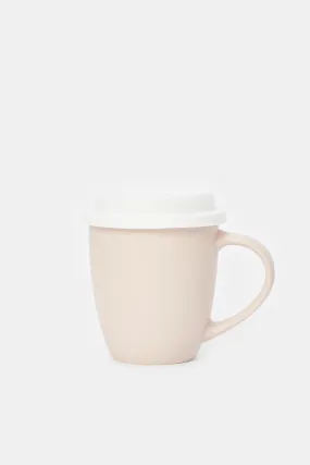 Beige Mug Set With Silicone Lid (2 Piece)