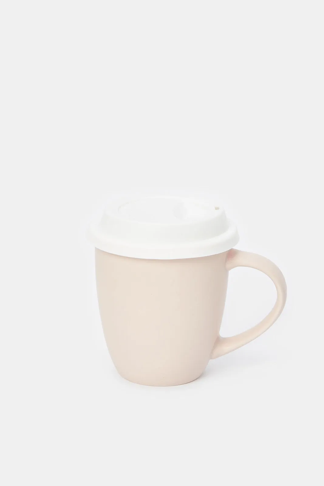 Beige Mug Set With Silicone Lid (2 Piece)