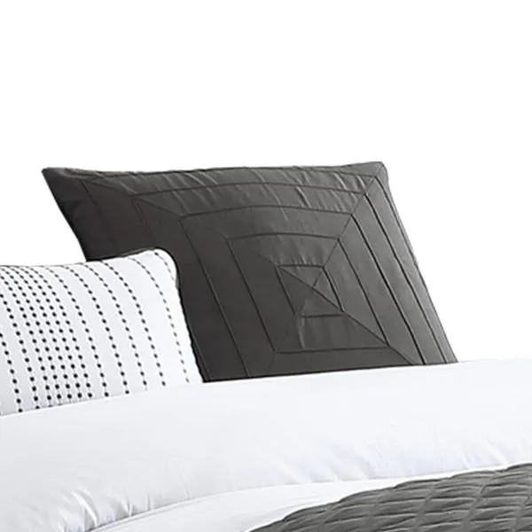 Benzara 8 Piece Queen Size Fabric Comforter Set with Oversized Check Prints, Black