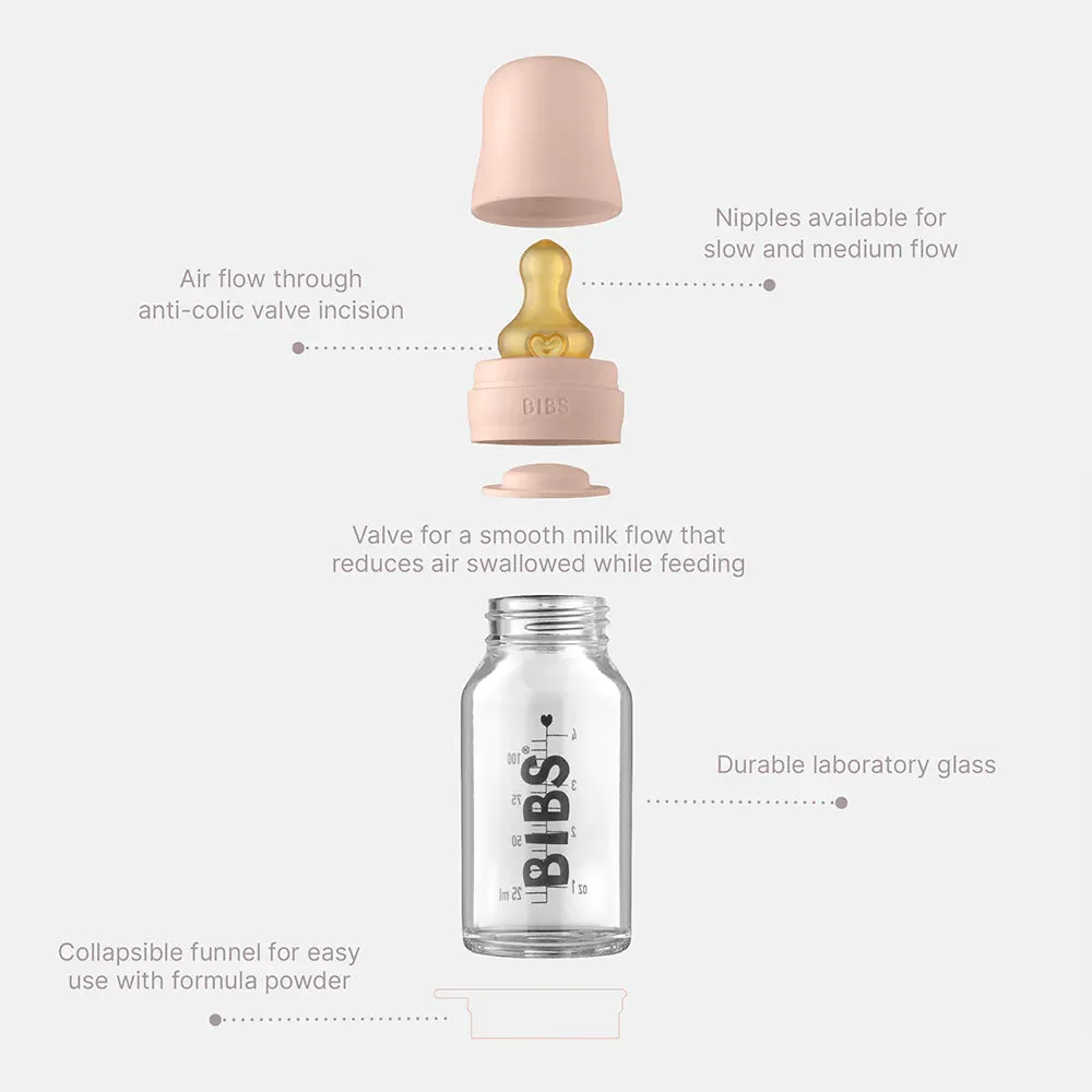 BIBS Baby Glass Bottle Complete Set 110ml | Blush