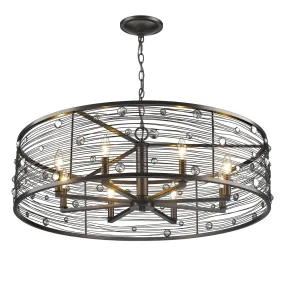 BIJOUX 8 LIGHT CHANDELIER, BRUSHED ETRUSCAN BRONZE