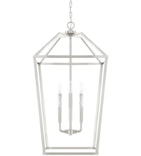 BIRCH 6 LIGHT LANTERN FOYER, BRUSHED NICKEL