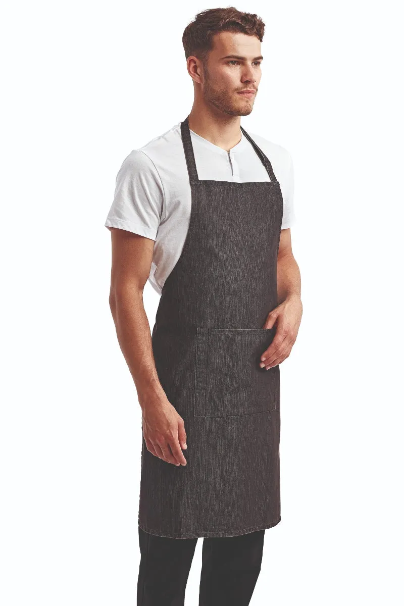 Black Denim Sustainable Bib Apron (1 Pocket w/ Pencil Divide)