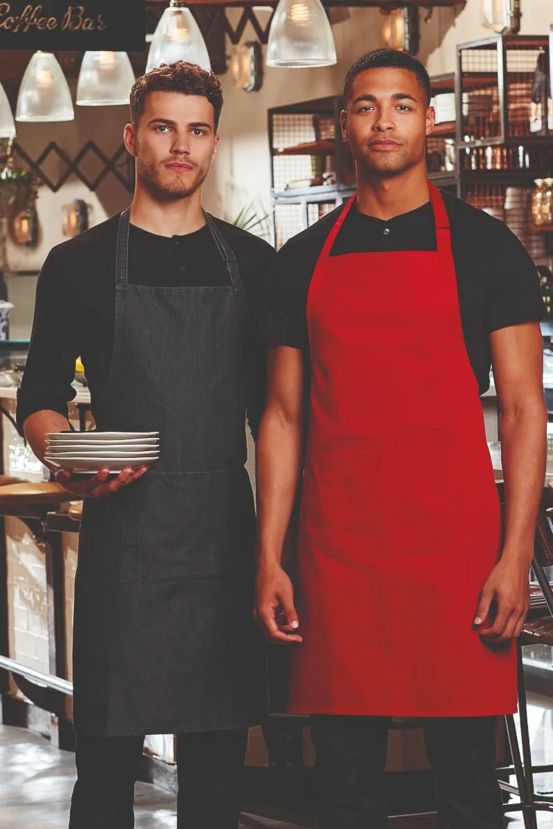 Black Denim Sustainable Bib Apron (1 Pocket w/ Pencil Divide)